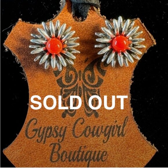 Southwest Style Red Stone Stud Post Fashion Earrings - Picture 5 of 6